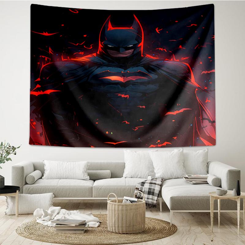 Batman Print Tapestry, Backdrop, Easy Setup, Ideal for Bedroom, Office & Living Room, with Aesthetic Wall Hanging Decor.