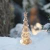 Glass Christmas Tree Figurine Light Decor Lighted Tabletop