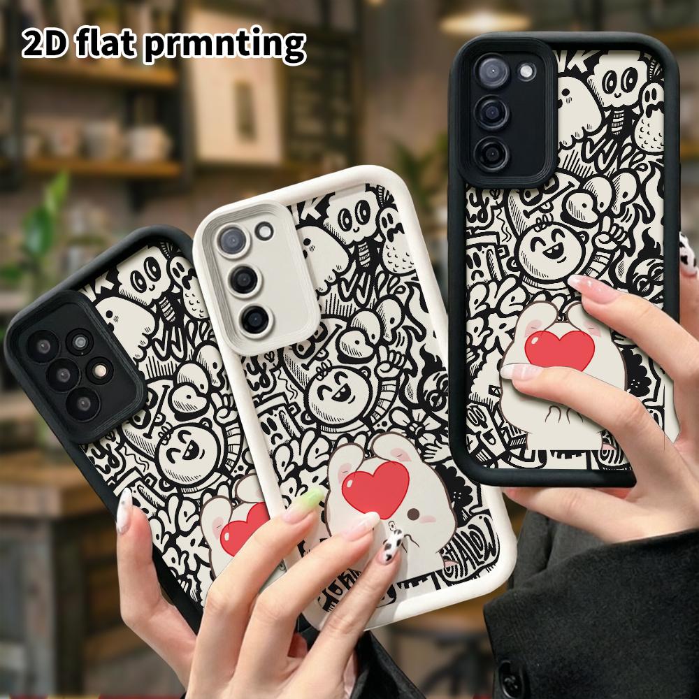 Phone Case: 2D Flat Samsung Galaxy A34 A35 M05 M06 S20 S22 S21 FE Plus 5G Protective Case, Heart Face-Covering Little Bunny, Christmas and Halloween G
