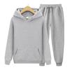 Men's Solid Color Sportswear Hooded Jacket + Sweatpants Two Piece Set