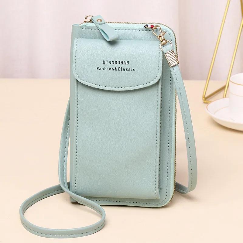 Women's Wallet Shoulder Mini Leather Bags Straps Mobile Phone Big Card Holders Wallet Handbag Money Pockets Girls