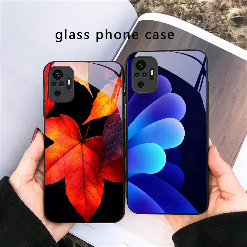 Цветы из мелких камней Для Redmi Note 14 Pro+ 13 Pro 8 9 9S 12S 10 Pro 11 12 13C 14C A3 12 13 K60 Ultra Черный Стеклянный Чехол для Телефона