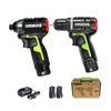 Works Charging Combo Kit Hammer Drill 12V 2.0Ah 2 Batteries BL WU920X