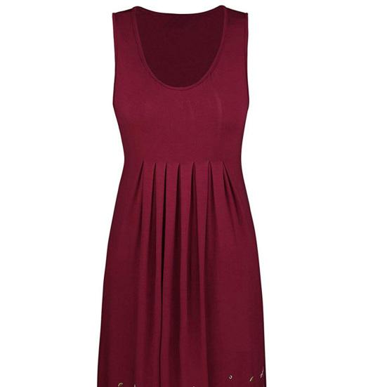 Женское летнее платье без рукавов с плиссировкой и цветочным принтом, с круглым вырезом, без рукавов, с широким подолом, повседневная одежда