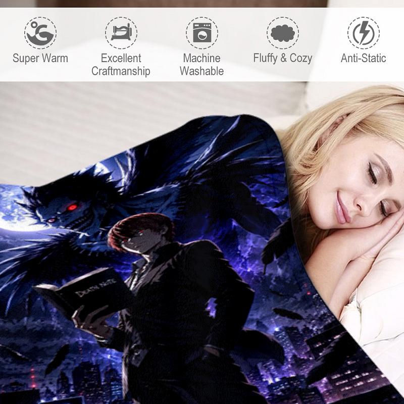 Death Note Anime Character Print Blanket Soft And Comfortable Camping Trip Bedroom Christmas Gifts Sheet
