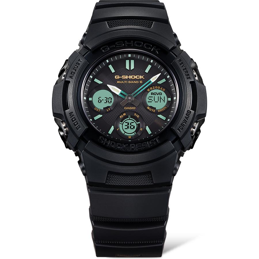 Casio Мужские часы G-SHOCK Аналоговые ударопрочные кварцевые часы AWG-M100RC-1A из смолы, водонепроницаемость 200 м