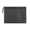 Louis Vuitton Pochette Voyage MM Black Damier Graphite Canvas Men Pouches N41696