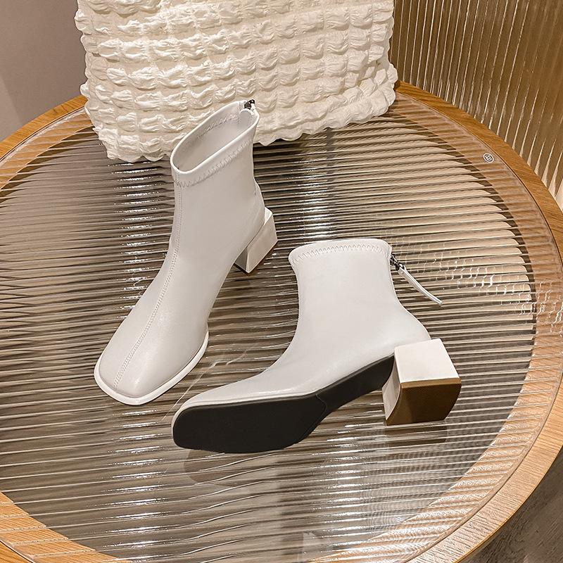 Французский британский стиль толстый каблук короткие женские ботинки новая осенне-зимняя мода ретро универсальные тонкий высокий каблук короткие ботинки женские