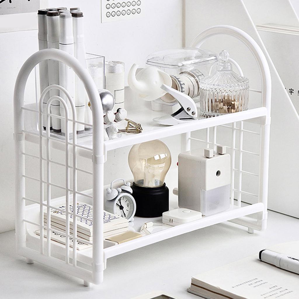 Простая двухъярусная настольная полка для хранения, мини-книжная полка для хранения вещей в офисе общежития