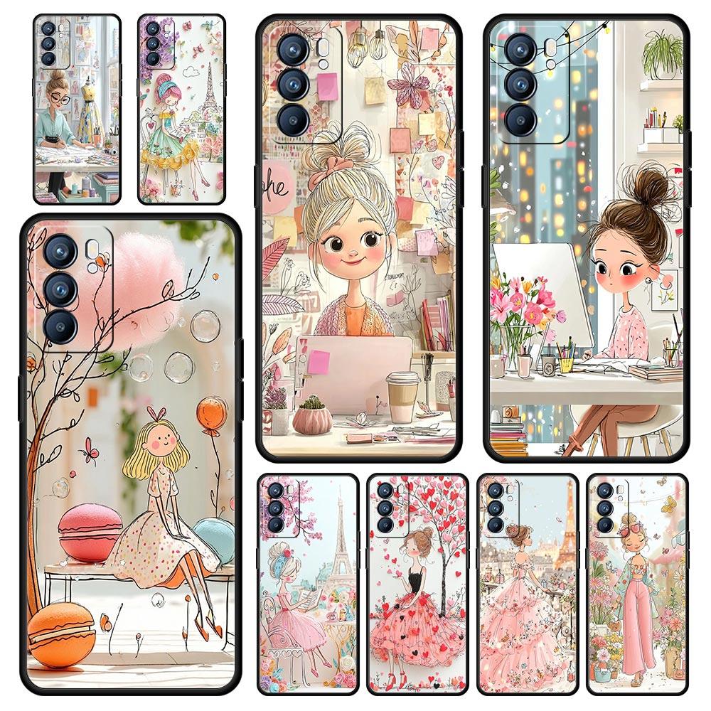 Мультяшный чехол для телефона с девочкой для Oppo A17 A31 A54 A57 A78 A79 A98 Find X5 X6 Reno 6 7 8 10 11 12 13 F Pro 5G Мягкий ТПУ чехол Funda Сумка