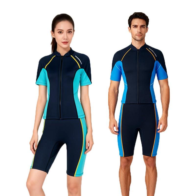 1.5mm Neoprene Wetsuit Set Men Women Short Sleeve Shorts Style Warm Thermal Protection Snorkeling Freediving