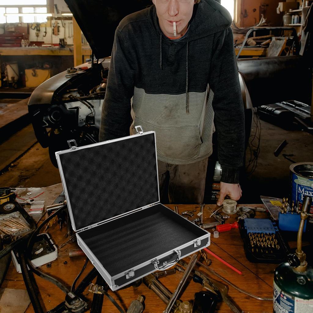 FRCOLOR Алюминиевый кейс для инструментов Ящик для инструментов Алюминиевый кейс Ящик для инструментов Ящик для хранения инструментов Ящик для аксессуаров Белый (3728.57.5см)