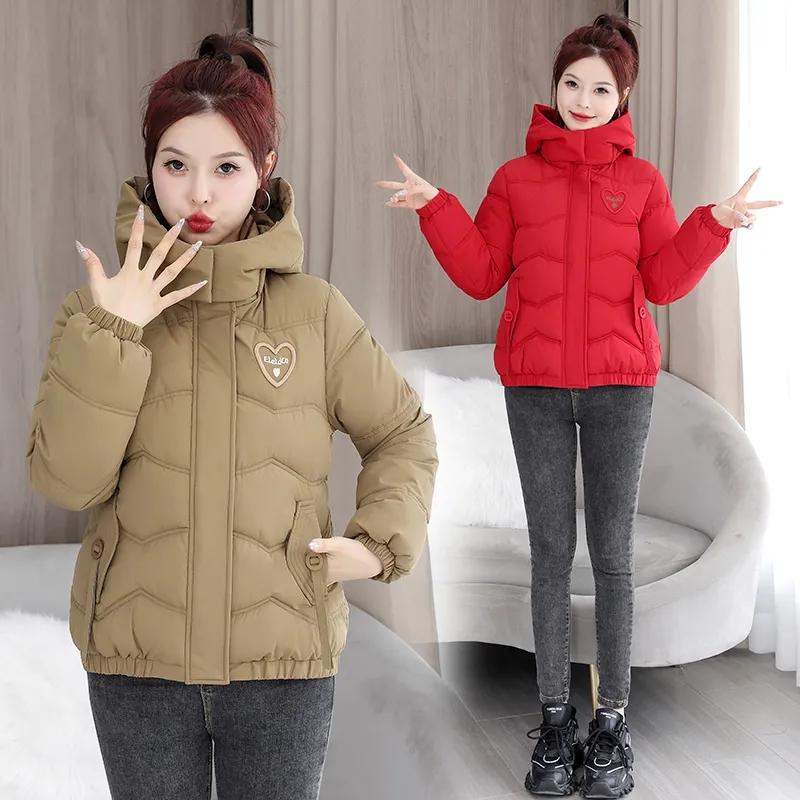 New Winter Hooded Down Cotton-Padded Jacket Women's Loose All-Match Thicken Warm Parkas Short Coat Female Casual Ladies Tops