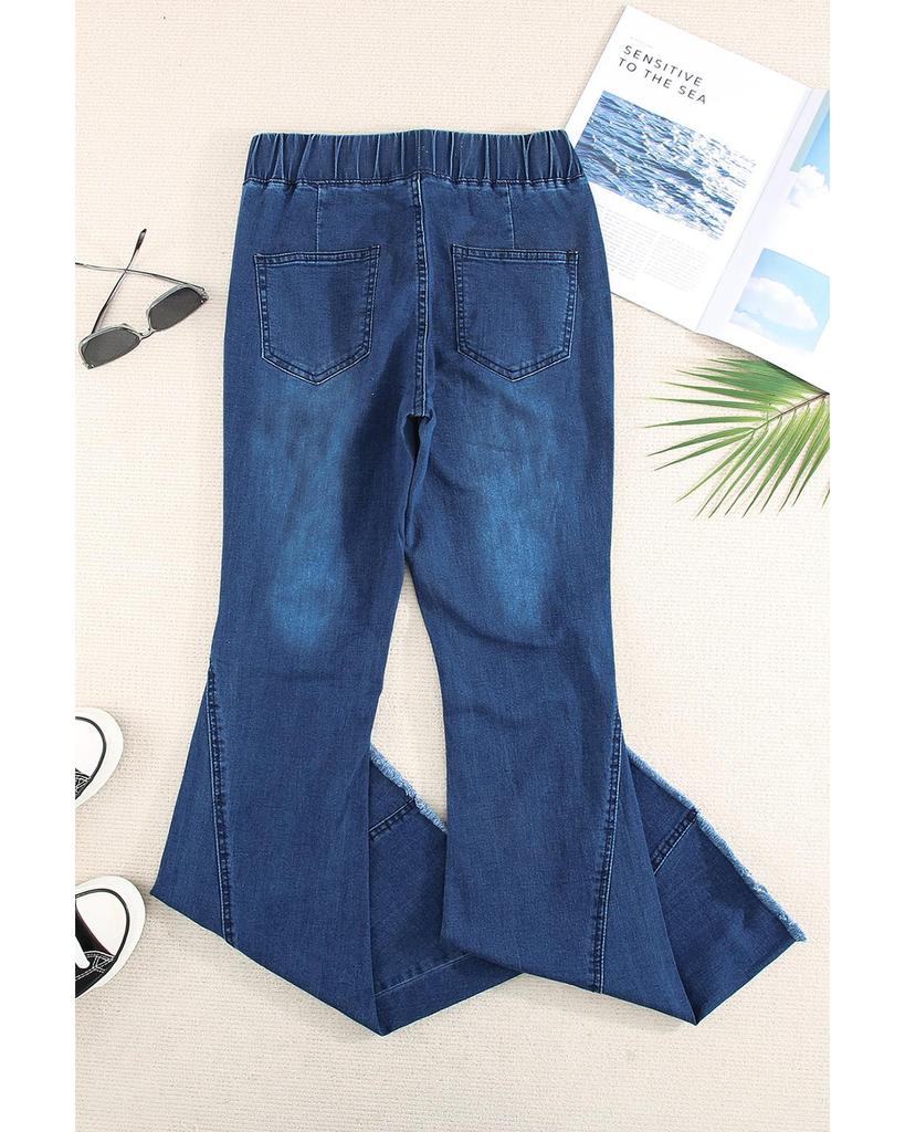 Azura Exchange Потертые расклешенные джинсовые брюки