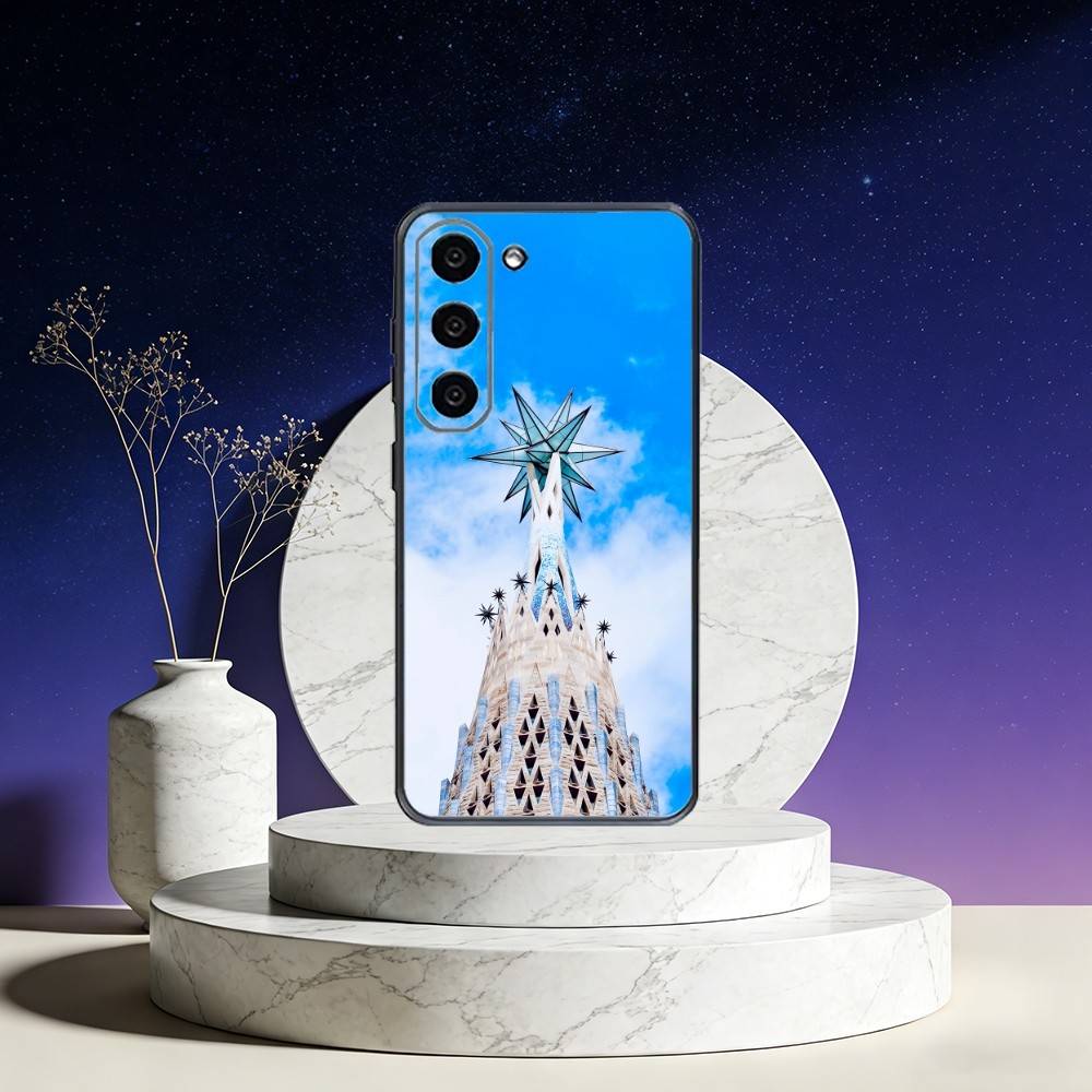 Архитектурный пейзаж Барселоны Чехол для телефона Samsung Galaxy A73, A72, A71, A70, A53, A52, A51, Другие Мягкий черный чехол