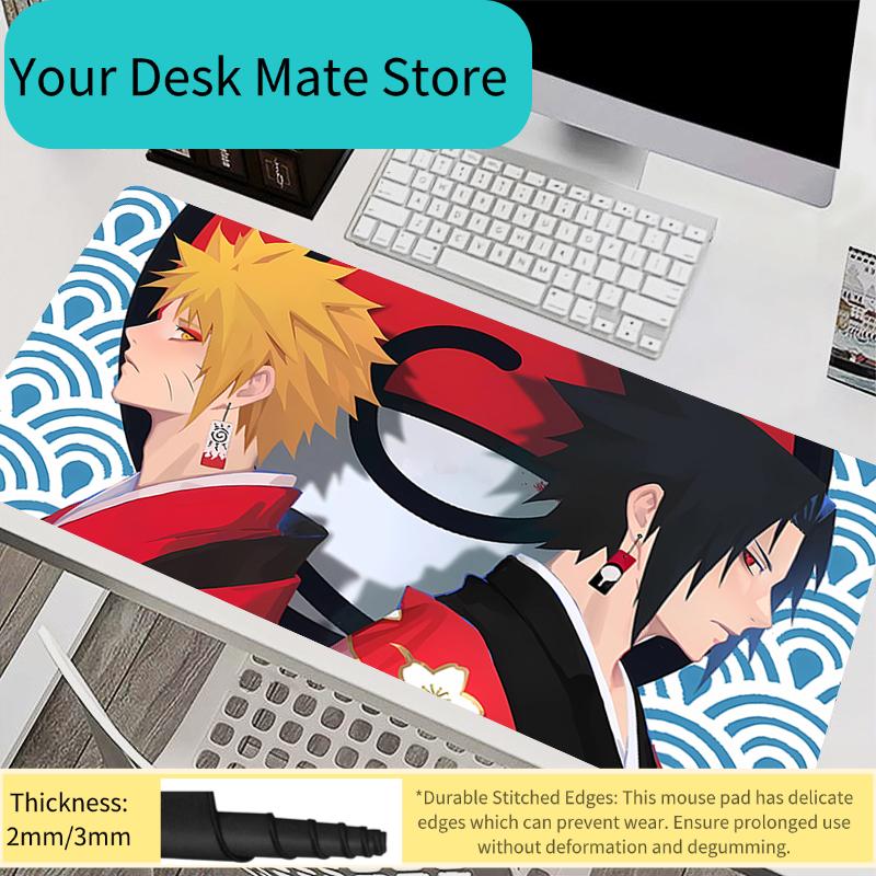 Коврик для мыши Аксессуары для ПК Коврик для клавиатуры Офисный коврик для стола Противоскользящий коврик для мыши Наруто Саске Резиновый коврик для планшета Игровой расширенный коврик HD