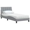 Bed with Mattress  Hanko  Light Grey 90 x 190 cm Fabric