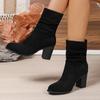 Мода 2025 Бренд Женская обувь До середины икры Женские ботинки Модные слипоны Современные ботинки Женские Зимние Остроносые обувь больших размеров для женщин