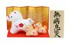 Osaka Choseido Zodiac Horse New Includes a Free Original Wooden Tag Red Plum Blossom Parent and Child Ornament, Ornament, Year's Ornament, Ceramic,