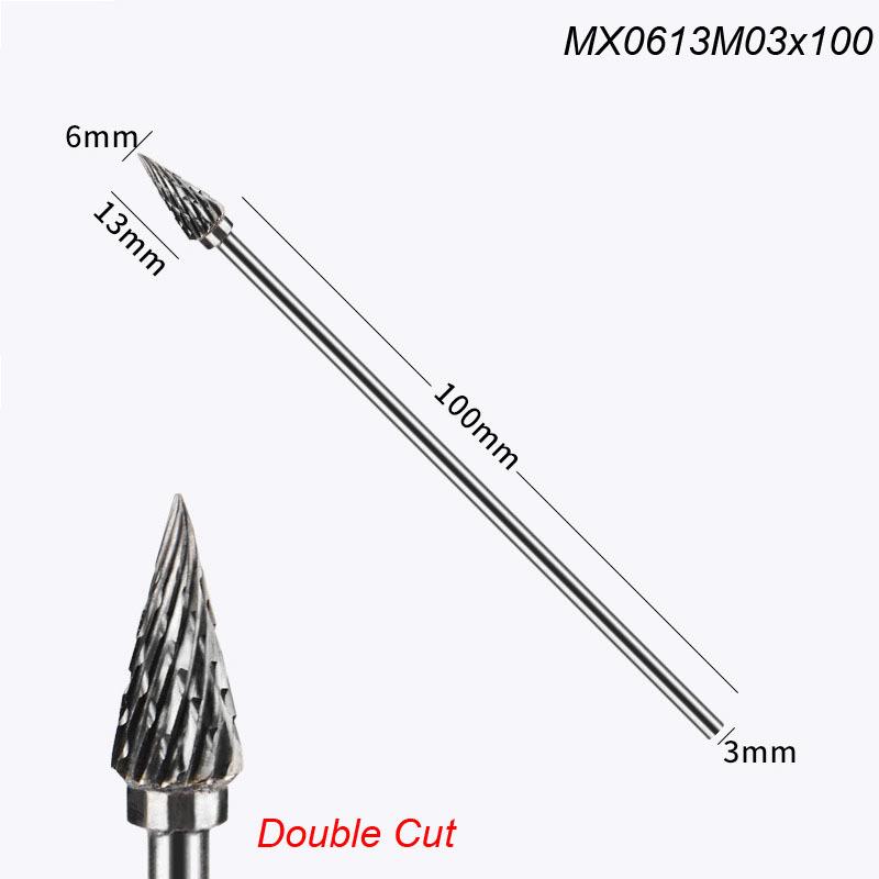 Extra Long 100mm Rotary Rasp File Carving Grinder Abrasive Tools Carbide Burr Alloy Bits Milling Cutter Drill For Metal Wook