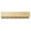 Wall Shelf in Fir Wood with 7 Hooks for Entryway and Living Room, 80x12x20 cm