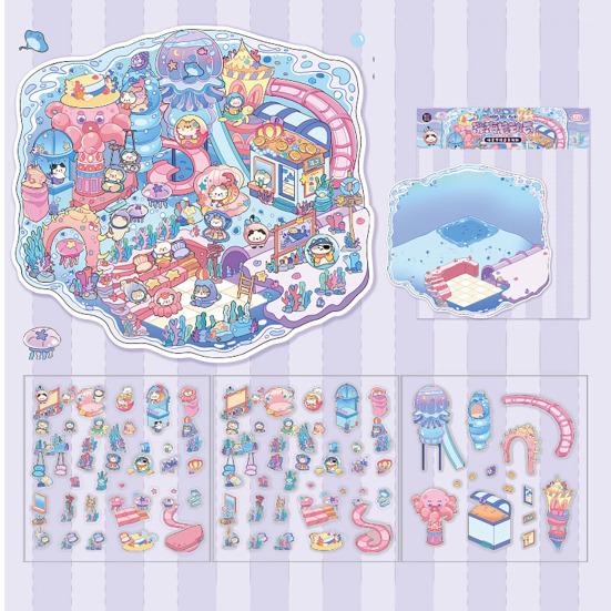 4 шт. DIY 3D наклейки для сцен, мультяшные кошки, наклейки для досуга для взрослых, подростков и детей, создайте свои собственные наклейки для сцен для снятия стресса