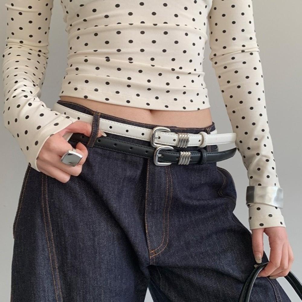 Thin Women's Belt PU Leather Dress Jeans Belt Simple Waist Belt Ladies