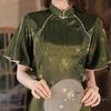 Темно-зеленое улучшенное женское летнее платье Cheongsam Temperament