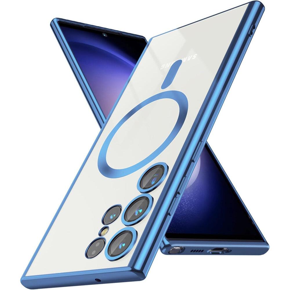 Case for Samsung Galaxy S24 Ultra, Electro MagSafe, Blue + Full Glue Ceramic Glass