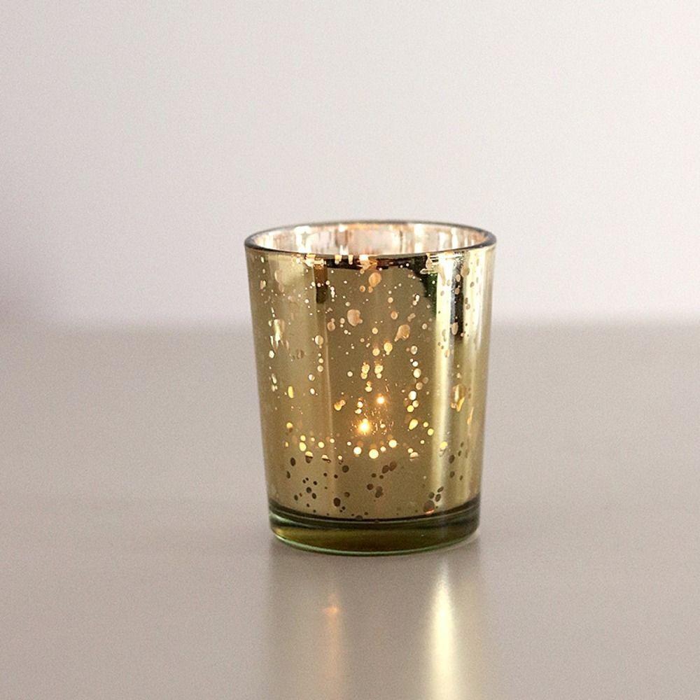Mercury Candlestick Cup Desktop Ornament Candle Holder Glass Tea Light Home Decor