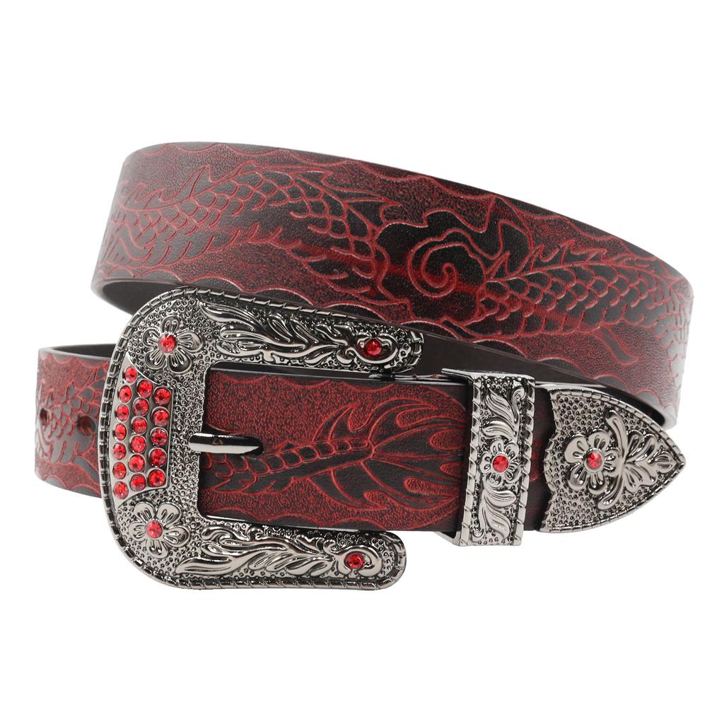 Ethnic Style Embossed Leather Belt Vegetable Tanned Head Layer Cowhide Men and Women Universal Belt Mongolian Style Personal Carving Trend