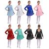 Girls Shiny Rhinestone Dance Leotard Sheer Mesh Long Sleeves Keyhole Back Opening Figure Ice Skating Ballet Dress