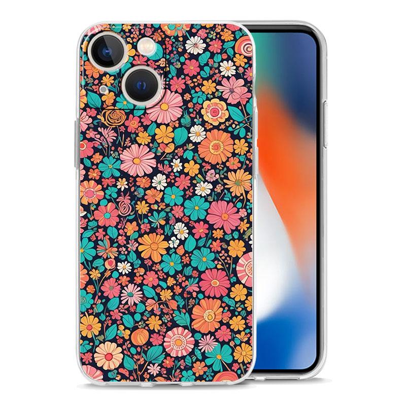 Чехол для телефона iPhone 17 Чехлы iPhone Air 16 15 12 13 14 Pro Max 7 8 Plus 16Pro iPhone11 Прозрачный Мягкий Чехол цветочный дизайн