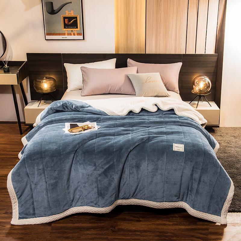 LISM Thickened Milk Velvet Lamb Fleece Quilted Blanket