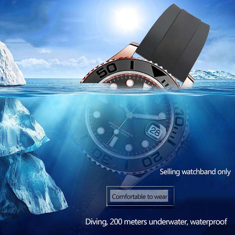 Резиновый ремешок для часов Seiko Tudor Citizen с пряжкой из нержавеющей стали, водонепроницаемый браслет для часов 20 мм 21 мм черный синий