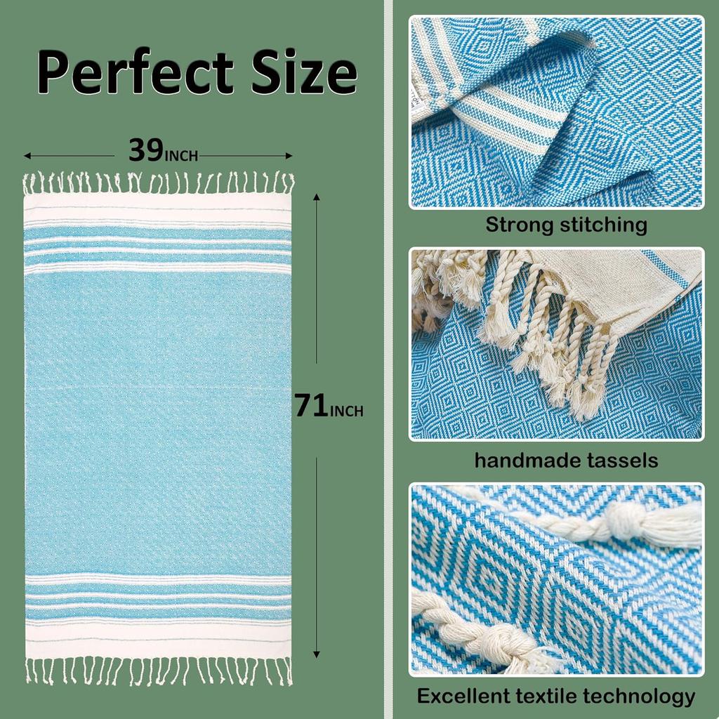 Striped Logo Sand-Free Outdoor Summer Travel Bath Pool Swim Use Colorful Cotton Turkish Beach Towel With Tassel