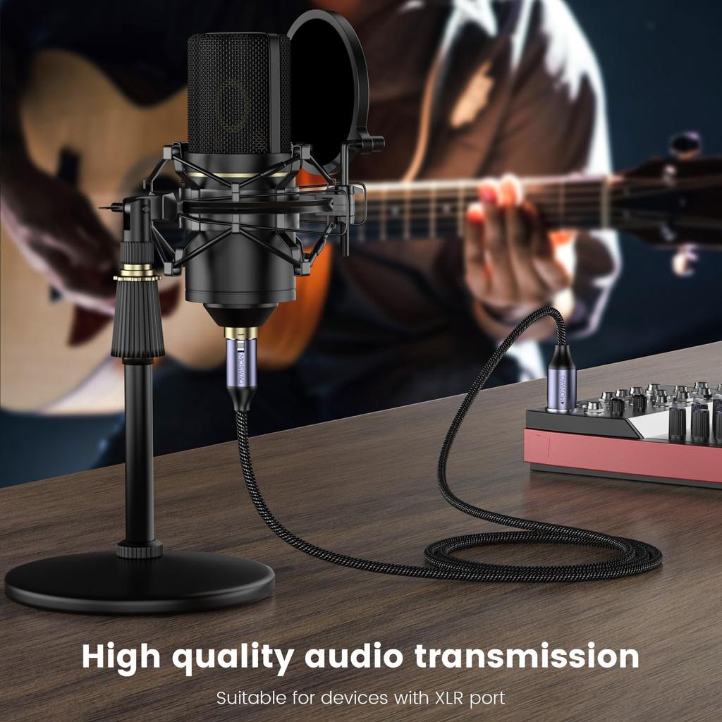 Кабель XLR MOSWAG Микрофонный кабель 1 метр Кабель XLR Балансное соединение XLR для записи микрофона Совместим с записывающими устройствами, такими как AV