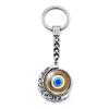 Blue Turkish Evil Eye Double-Sided Moon Keychain Charm
