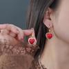 Серьги-каффы Ancola Red Silver Geometric с эмалью - Ретро мода, Высококлассные каффы для женщин