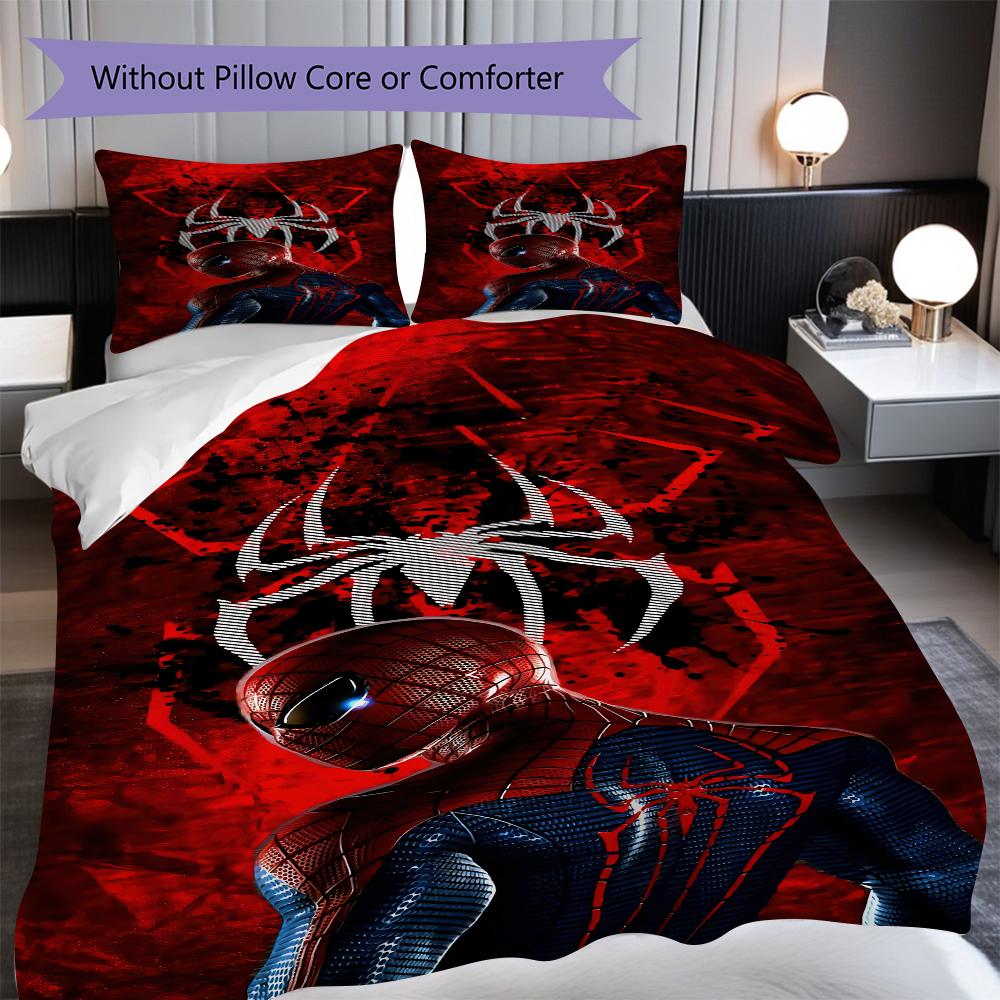 1PC Spider-Man pattern Bedding Quilt Set Quilt Cover Pillowcase Home Decoration Birthday Gift (1 * duvet cover + 2 * pillowcase, without core)