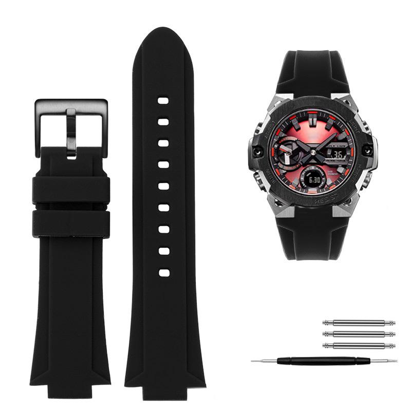 Classic Convex Mouth Silicone Watchband For Casio G-SHOCK Steel Heart GST-B400 Men's Sports Waterproof Rubber Strap Bracelet Accessories