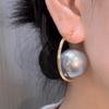 Elegant Vintage Style Large Pearl Earrings Classy Minimalist Women Jewelry Copper