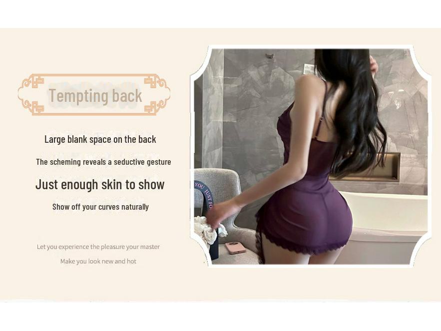 Женское сексуальное нижнее белье Manyu: Ночная рубашка Pure Desire с подвязками и бантом из ленты - Модель 9390