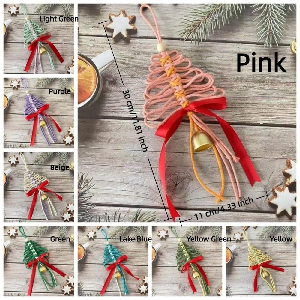 Handwoven Tree Shaped Pendant Cotton Wall Hanging Christmas Tree Decorations Festive Atmosphere Christmas Bell Ornament