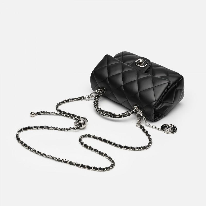 Small Square Crossbody Bag Women PU Leather Chain Strap Handbag With Rhombus Quilted Design