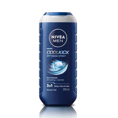 Мужской гель для душа Cool Kick 250 мл для тела, лица, волос с ледяным ментолом для длительной свежести и обновленной кожи