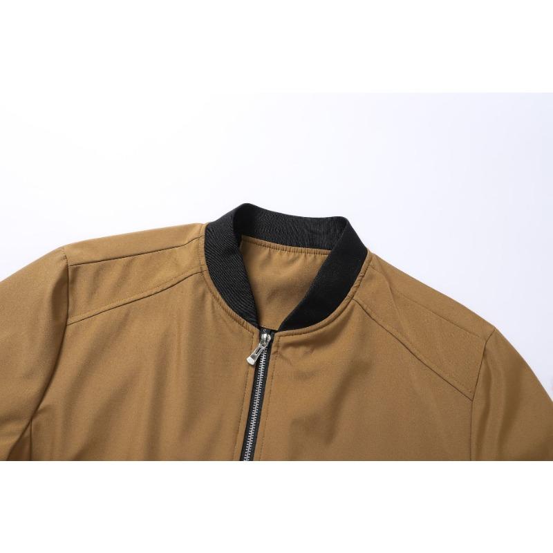 Men's Lightweight Bomber Jacket - Stand Collar Full Zip Casual Windbreaker with Utility Pocket