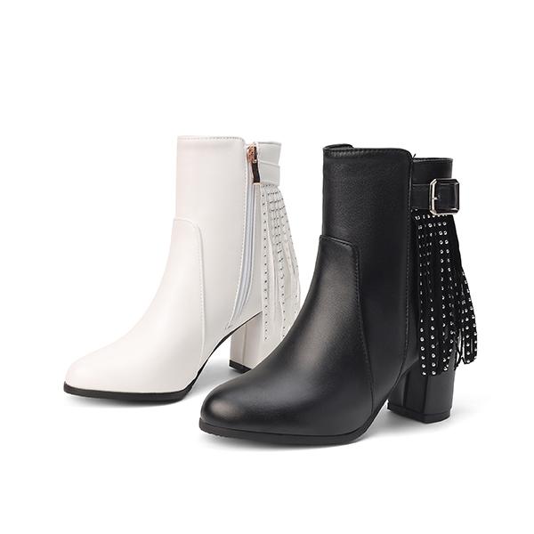 White Black Women Ankle Boots High Heel Small Big Size 33 52