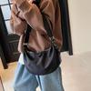 Korean Version of Fashion Small Bag Women's Bag 2025 New Nylon Cloth Saddle Bag Black Simple Shoulder Messenger Bag