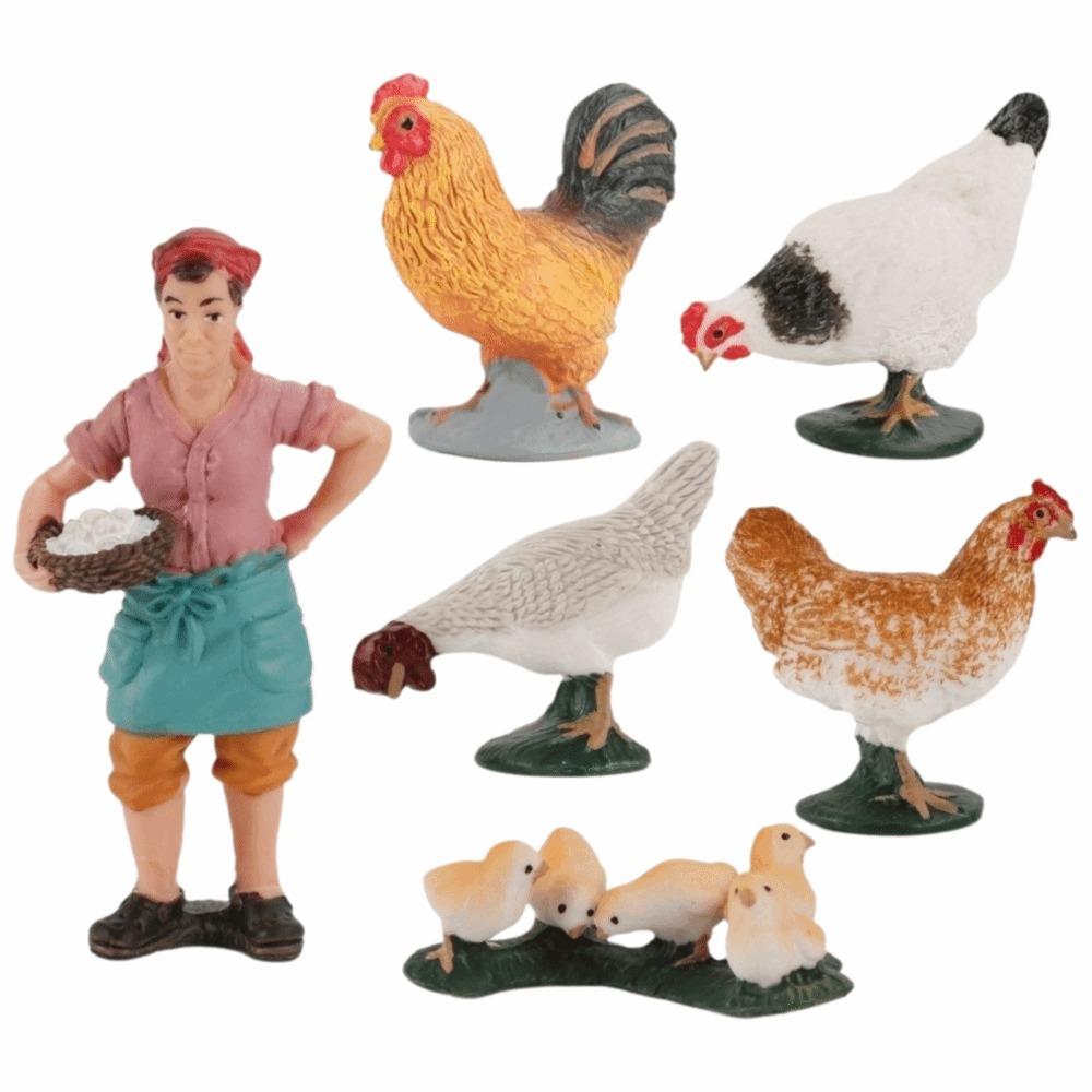 Chicks Farm House Model Toy Simulated Rooster Farm Family Model Doll Educational Toy